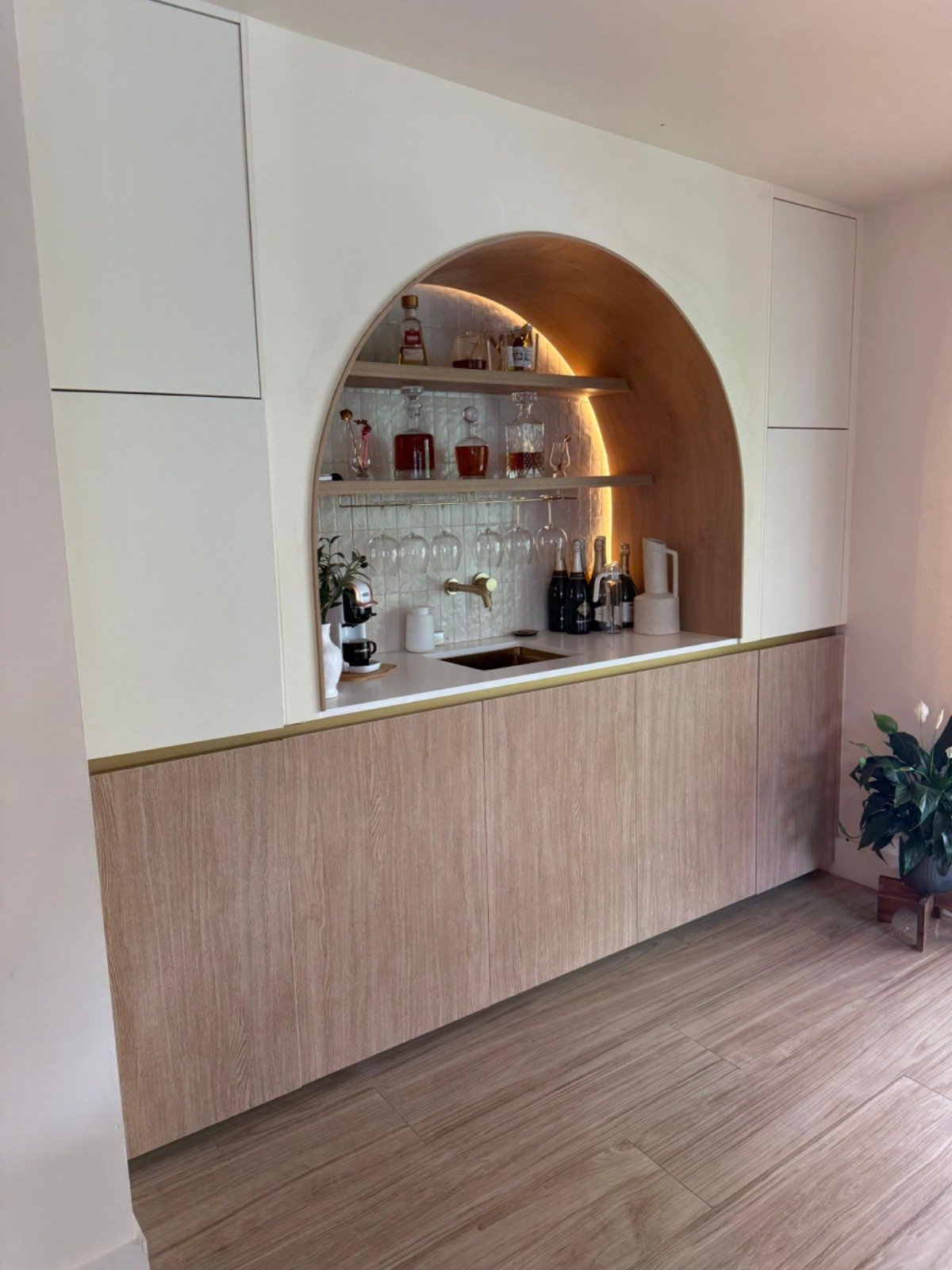 Wine bar with architectural arch